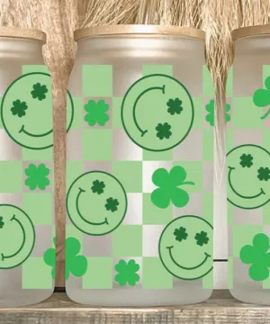 16oz Libbey Glass Tumbler - Checkered St Patty's - FINAL SALE