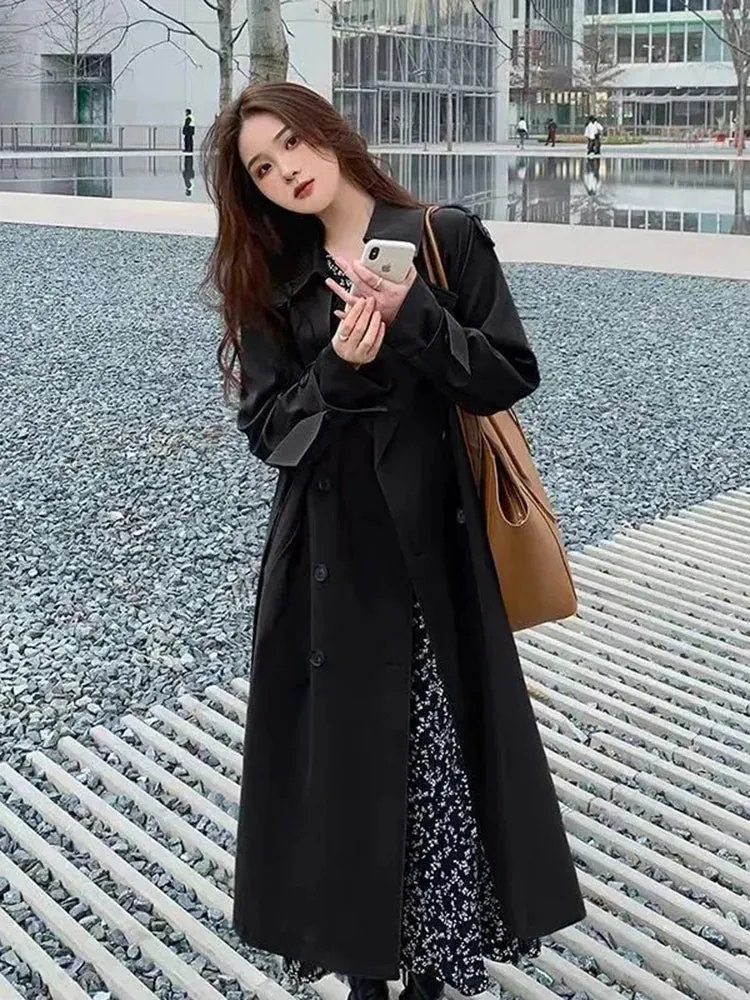 2024 New Short Coat Windbreaker Women's Spring Autumn Trench Coat Korean Short Ladies Solid Coat Women Double Bbreasted Outwear