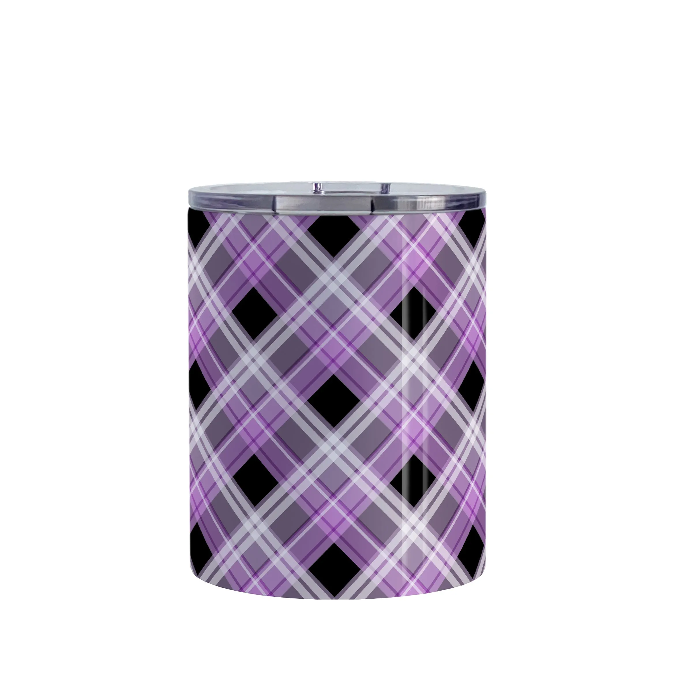 Alternative Black and Purple Plaid Tumbler Cup