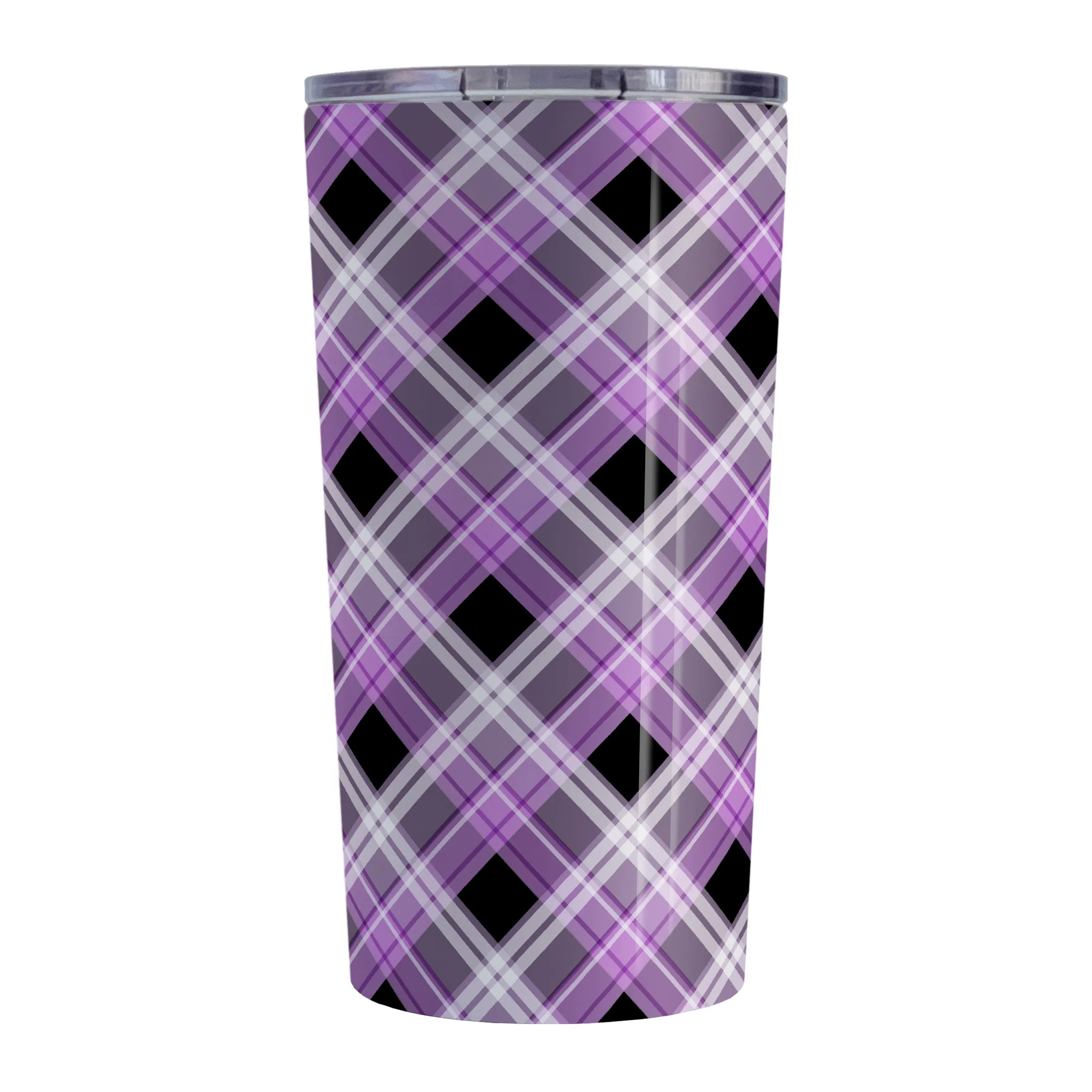 Alternative Black and Purple Plaid Tumbler Cup