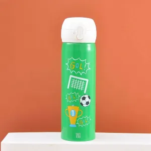 Animals Theme Stainless Steel Water Bottle (Green 400 ML)