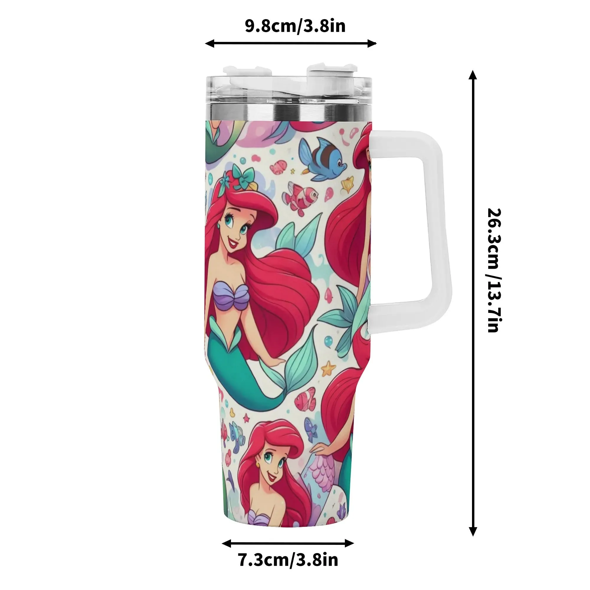 Ariel Mermaid 40oz Stainless Steel Tumbler With Handle and Straw