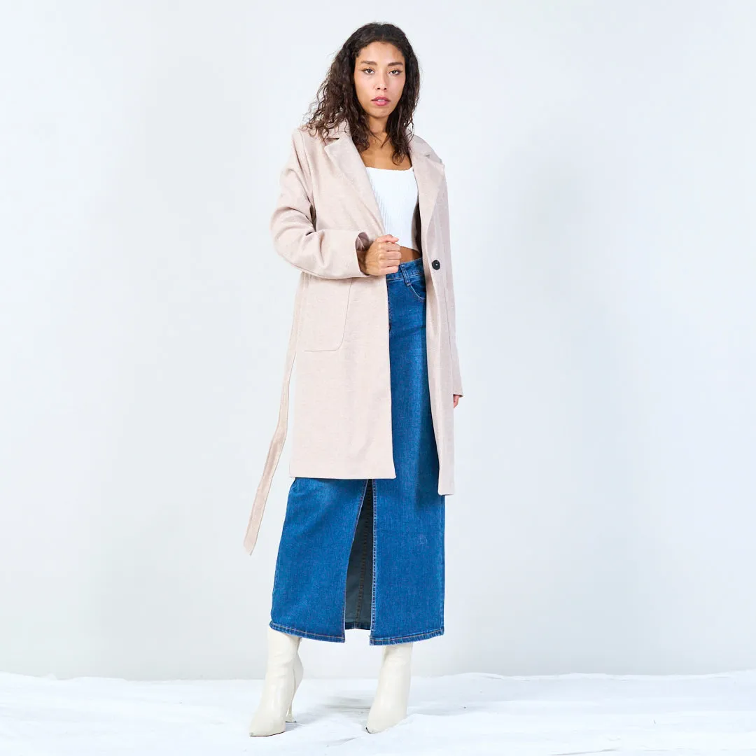 Belted longline coat wholesale