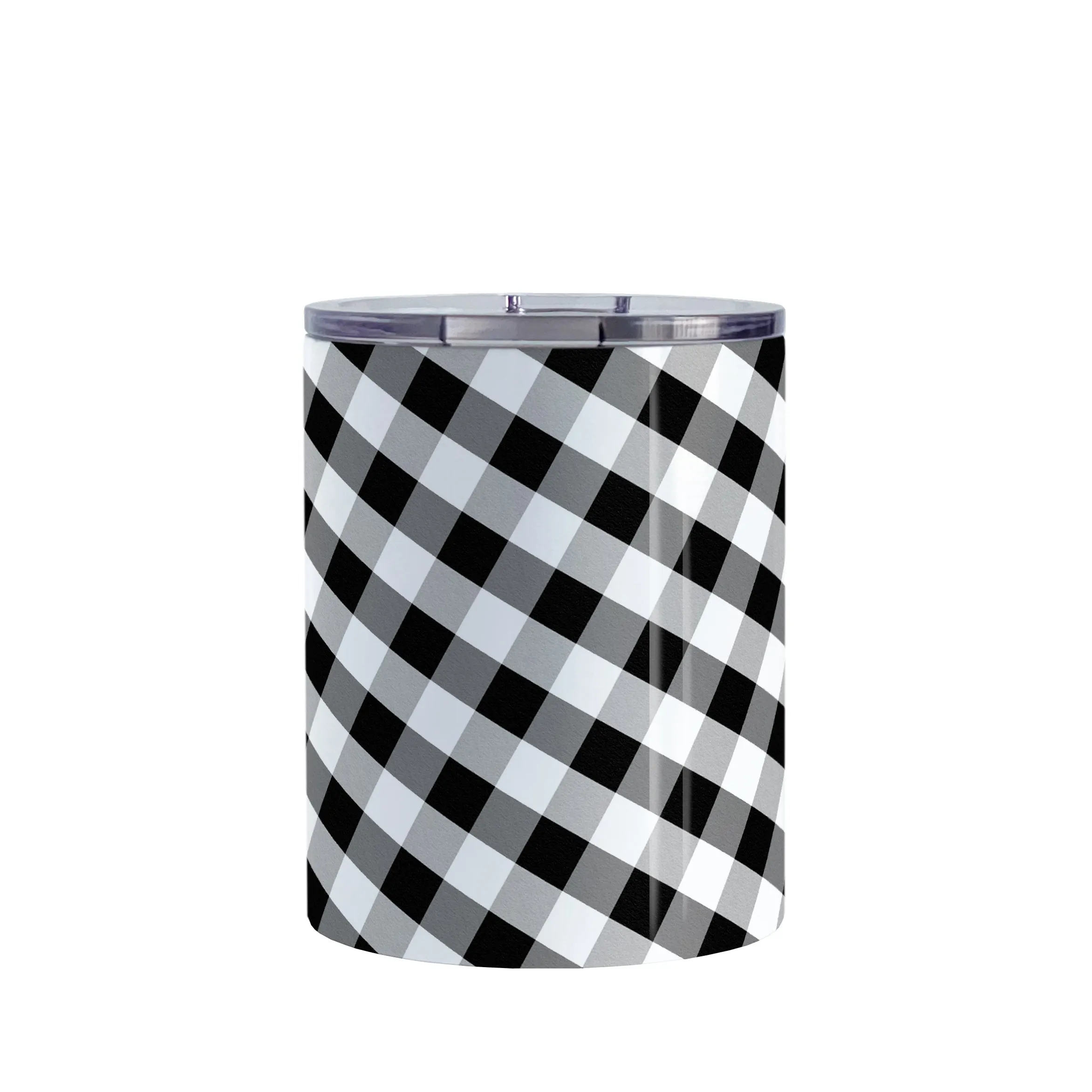 Black and White Gingham Tumbler Cup