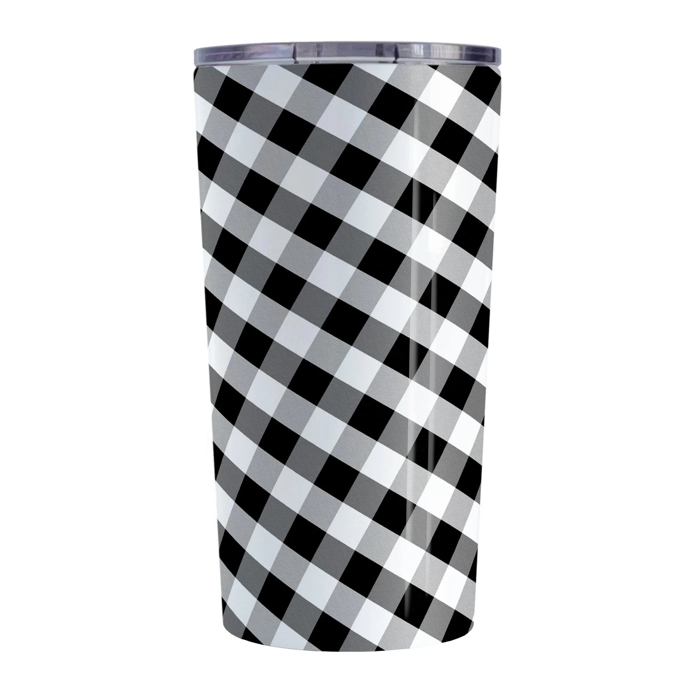 Black and White Gingham Tumbler Cup