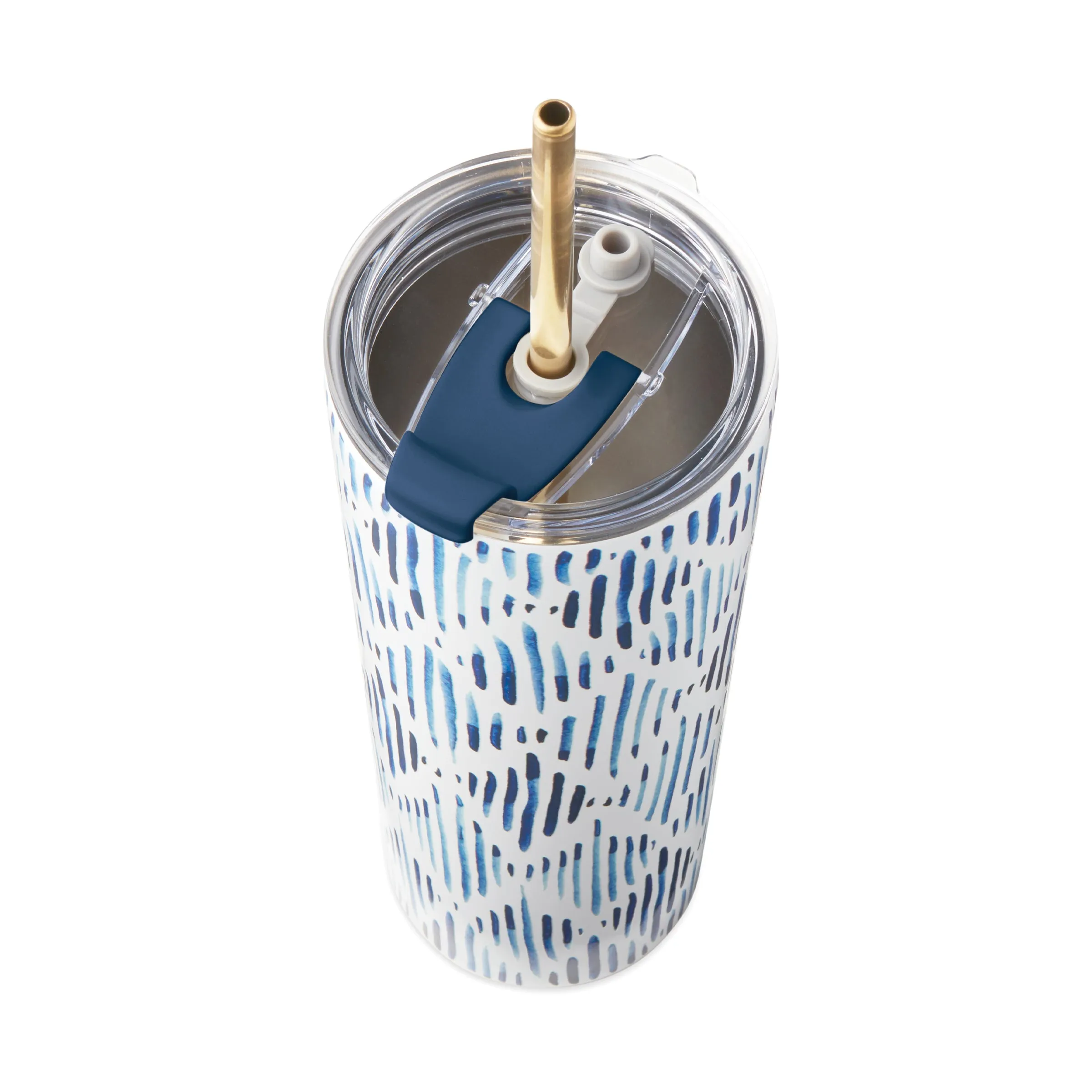 Blue Bay Ikat Stainless Steel Tumbler With Straw