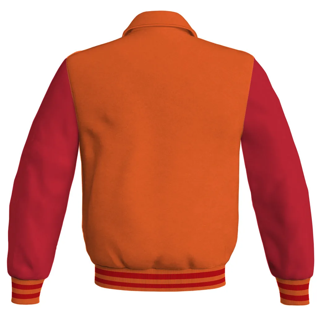 Bomber Classic Jacket Orange Body and Red Leather Sleeves