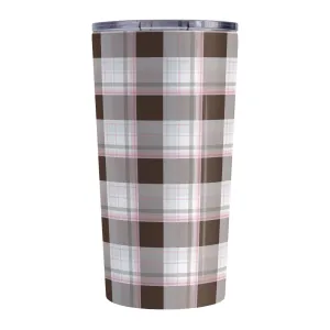 Brown Pink Plaid Tumbler Cup