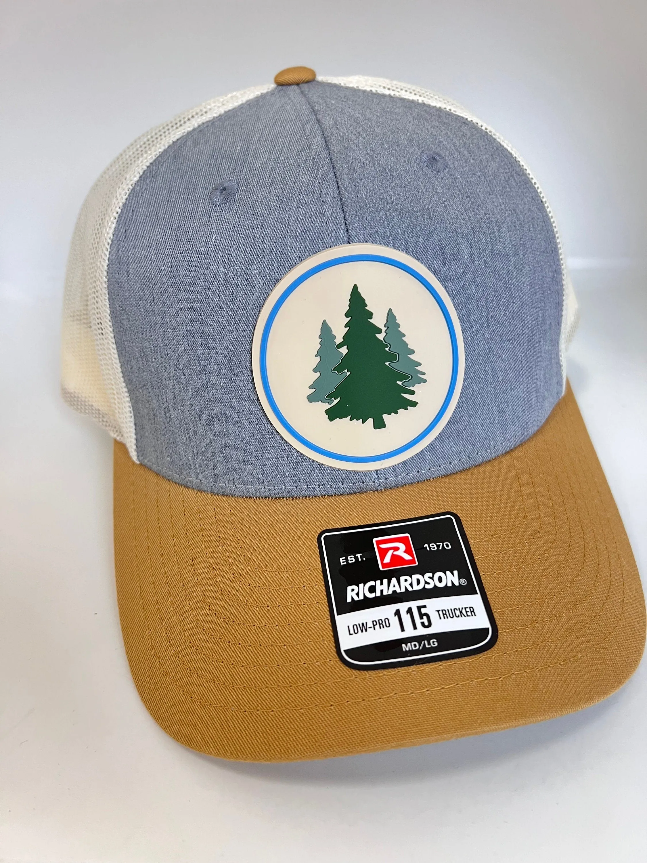 Christmas gift hat for mom, hat for hiker mom gift, Pine Tree hat PVC patch Richardson 115 snapback hat, Gift for mountain hiker hat