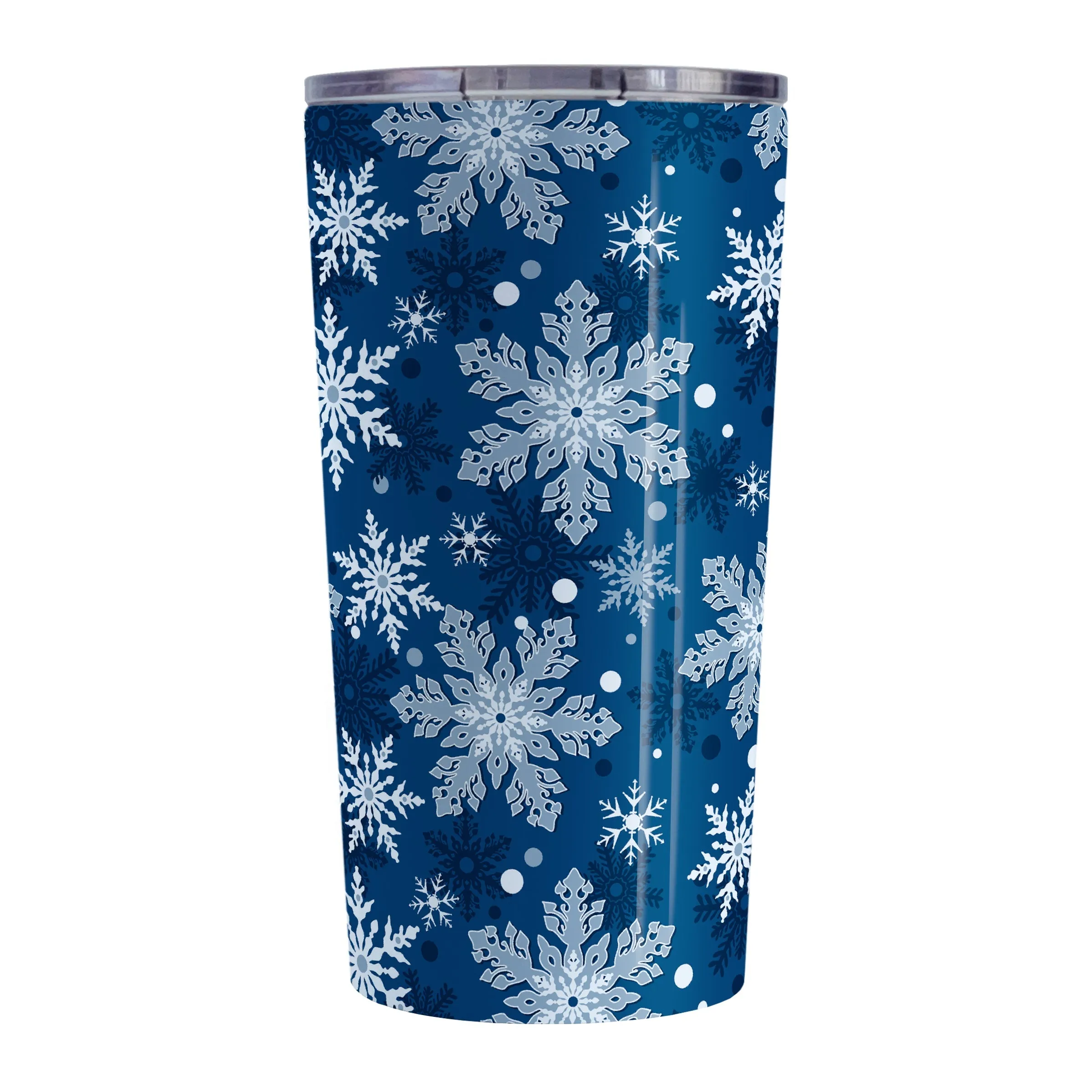 Classic Blue Snowflake Pattern Winter Tumbler Cup