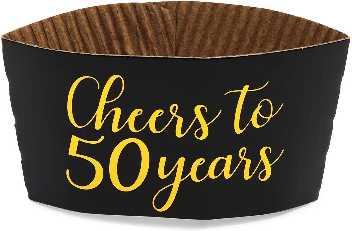 Coffee Cup Drink Sleeves for 50th Anniversary or Birthday, Fits 12-16 oz (Gold Foil, 50 Pack)