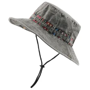 Cotton UV Protection Sun Hats For Women Men Fishing Hiking Bucket Hat Floral Ribbon Design Outdoor Beach Cap