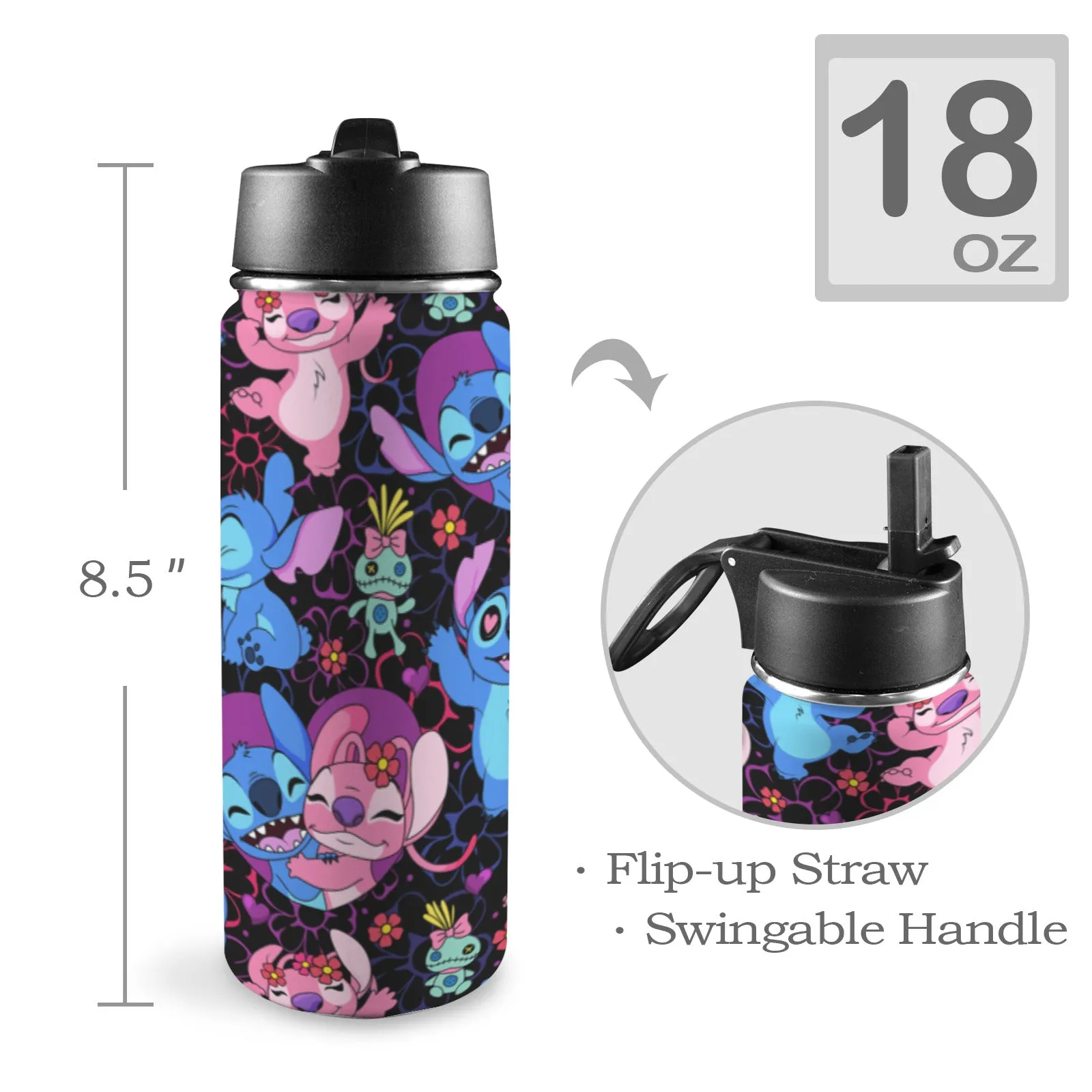 Disney Lilo And Stitch Angel Besties Insulated Water Bottle