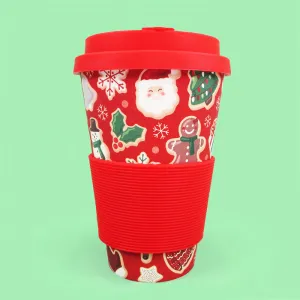 Eco-Friendly Reusable Plant Fiber 14 oz Travel Mug with Christmas Cookies Design