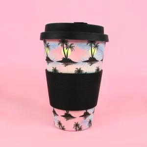 Eco-Friendly Reusable Plant Fiber Travel Mug with Cool Island Design