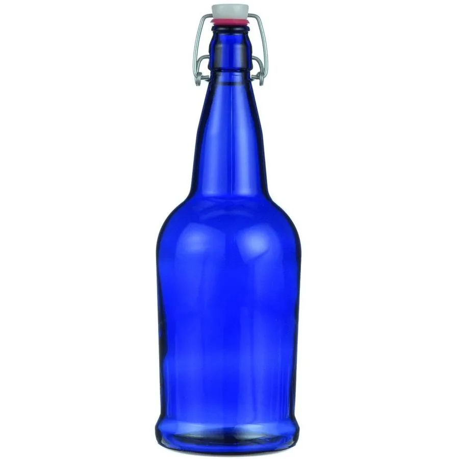 EZ Cap Beer Bottles - 1 Liter, Blue - Case of 12 with Caps