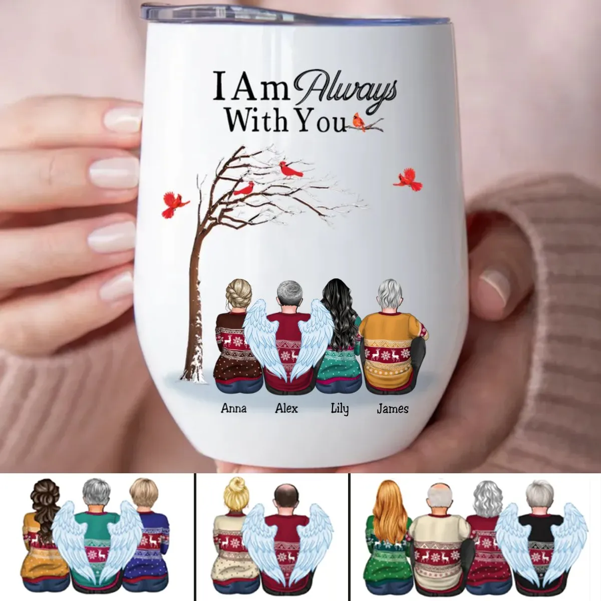 Family - I Am Always With You - Personalized Christmas Wine Tumbler