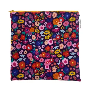 Gallon Sized Reusable Zippered Bag Floral Purple