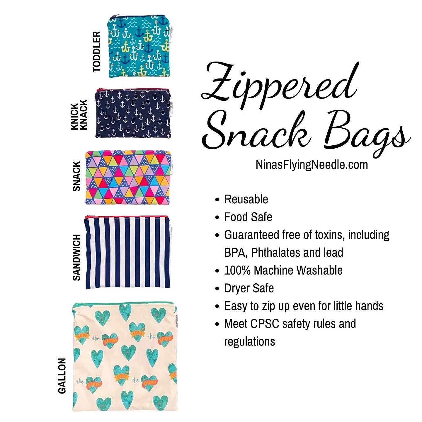 Gallon Sized Reusable Zippered Bag Typographical Symbols