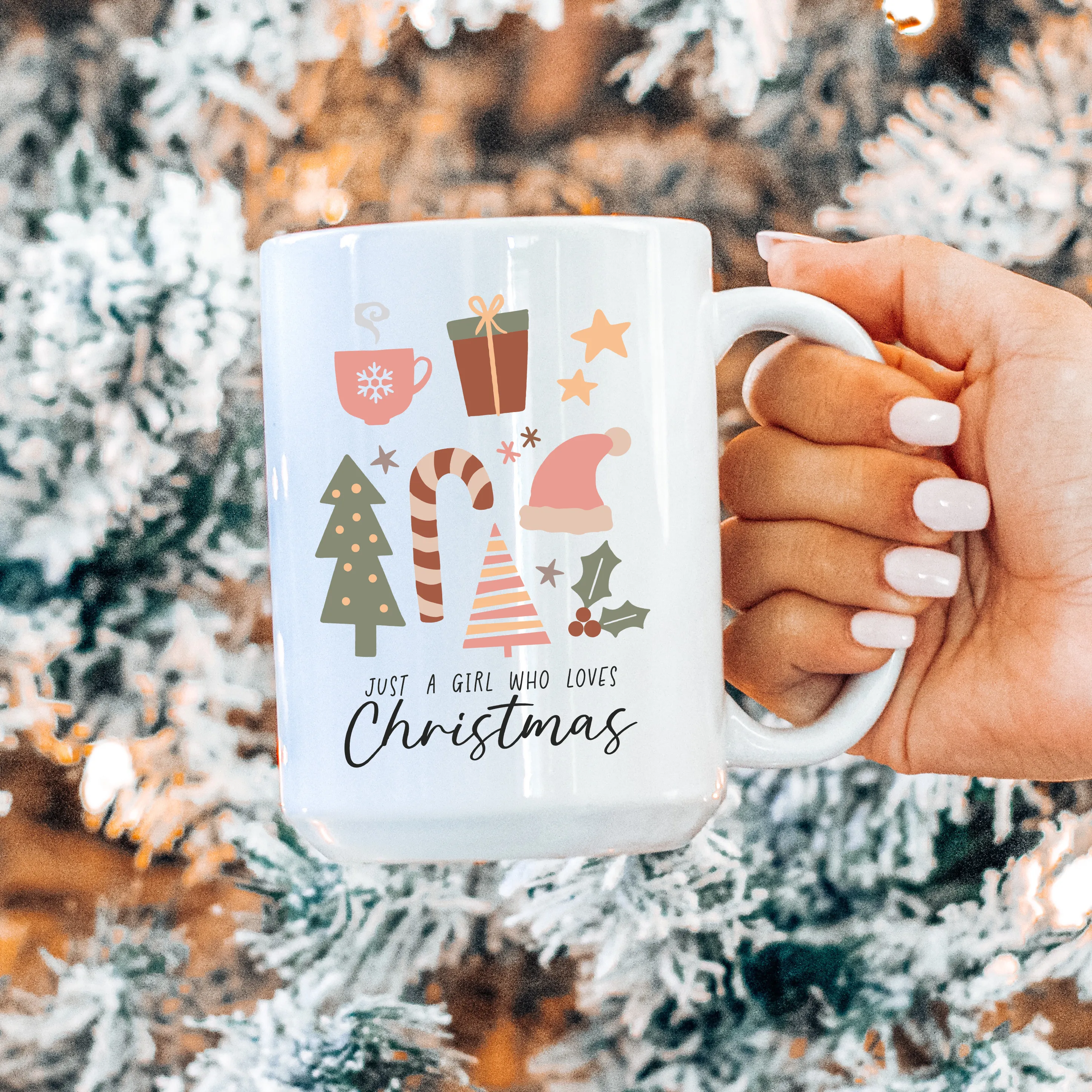 Girl Who Loves Christmas Boho Mug