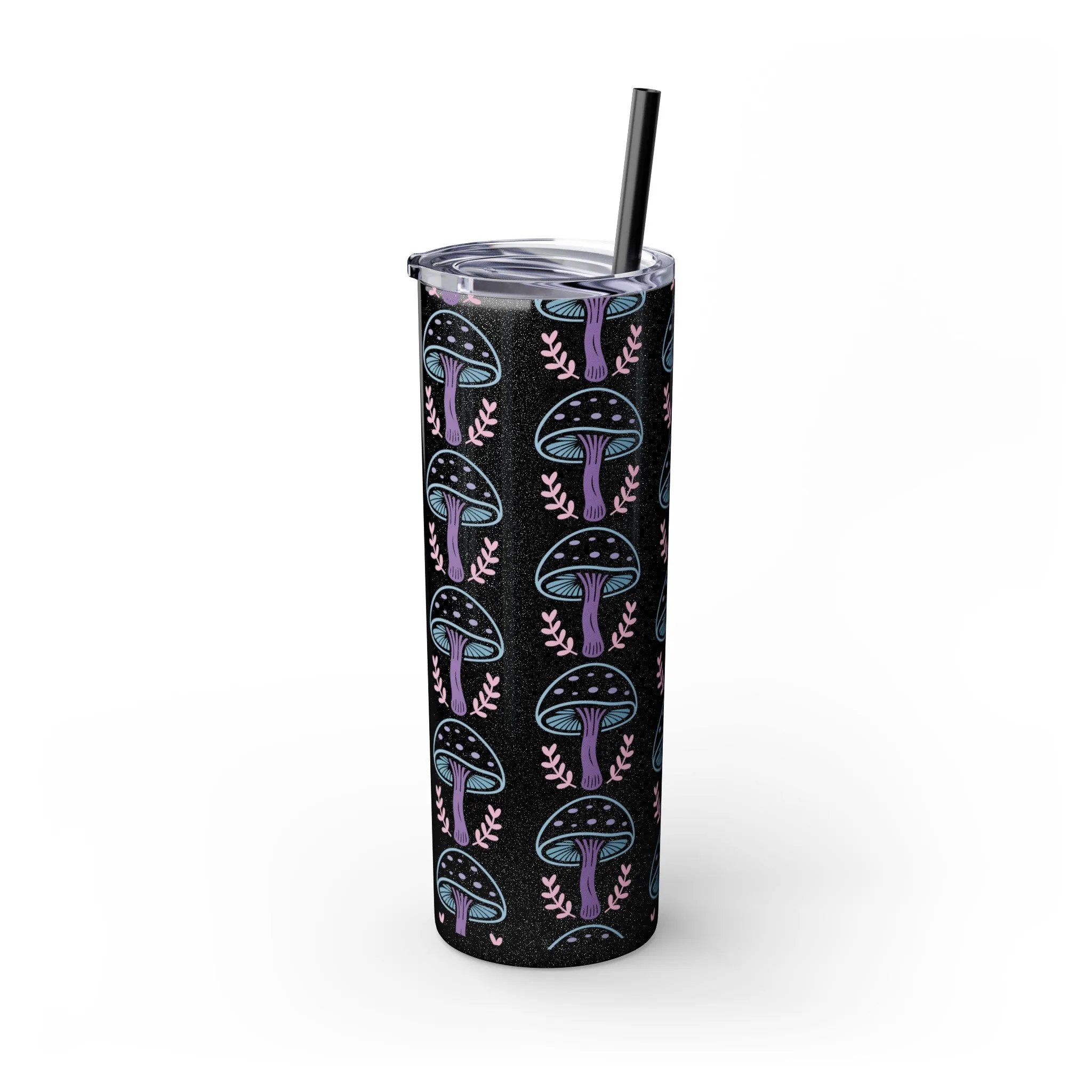 Glitter Tumblers Mushroom Magic - Skinny Tumbler with Straw, 20oz