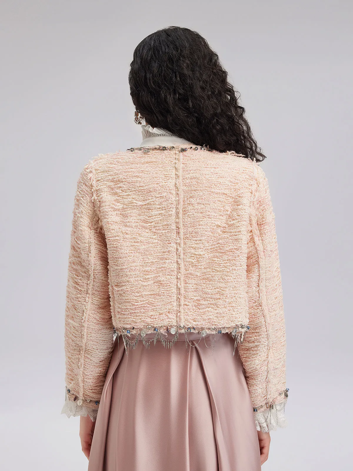 Haute Couture Pink Tweed Short Jacket