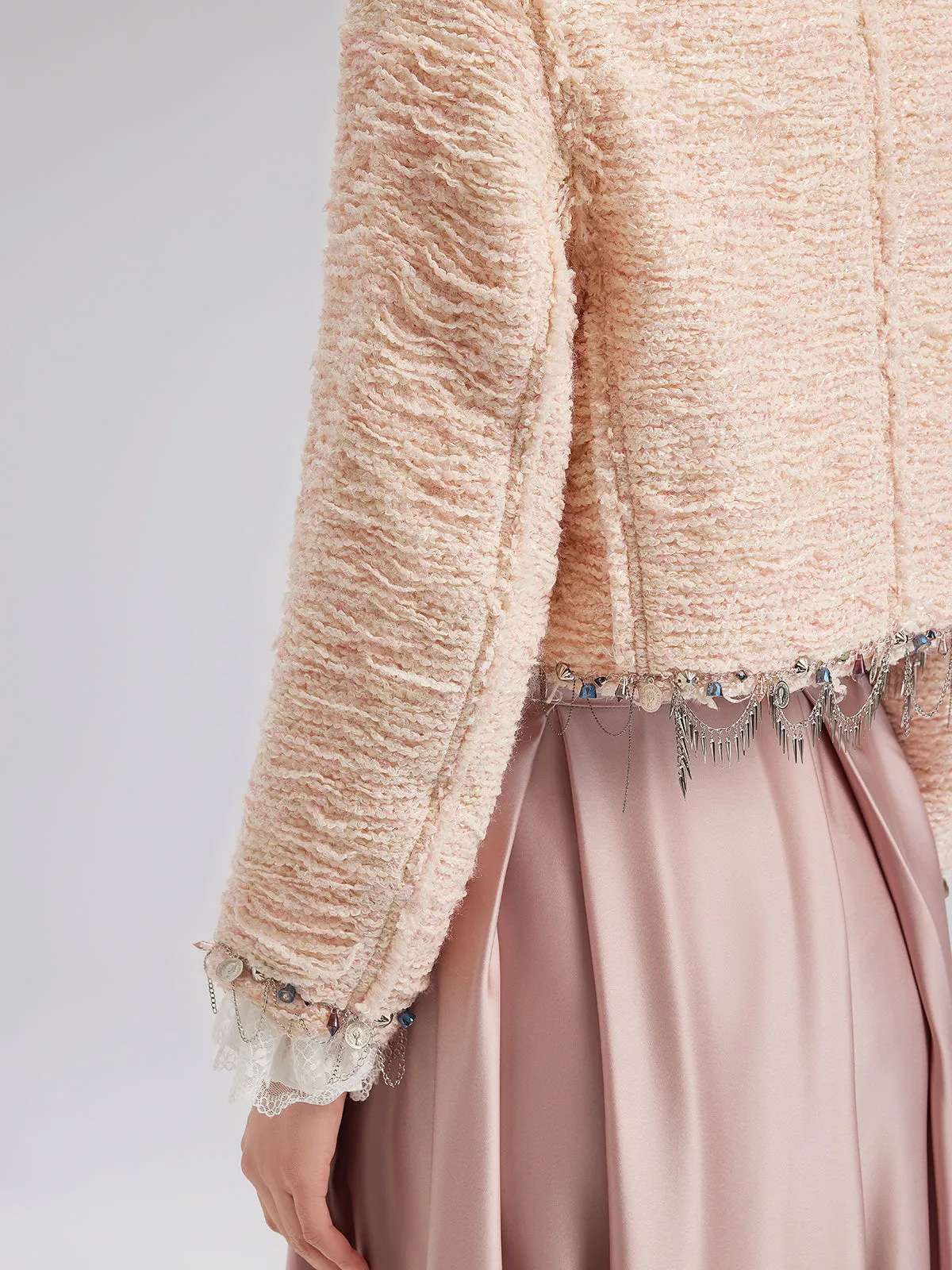 Haute Couture Pink Tweed Short Jacket