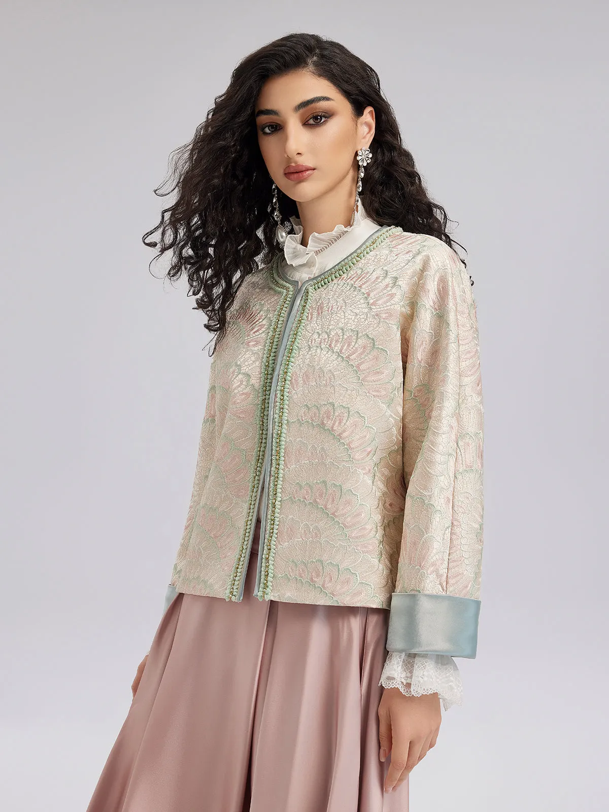 Intricate Jacquard Floral Jacket