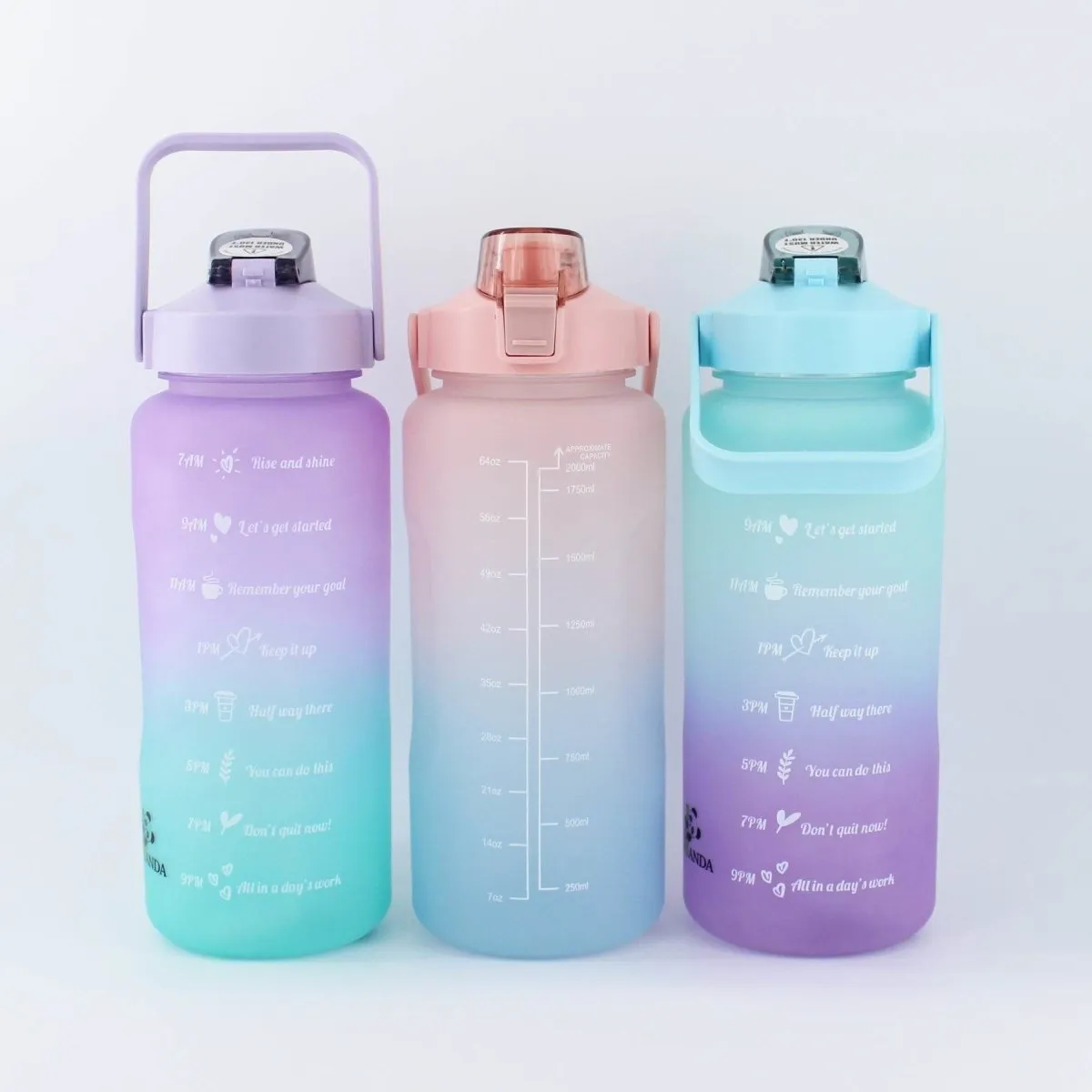 Large Half Gallon 64 OZ Leak-Proof Portable Water Bottle with Straw