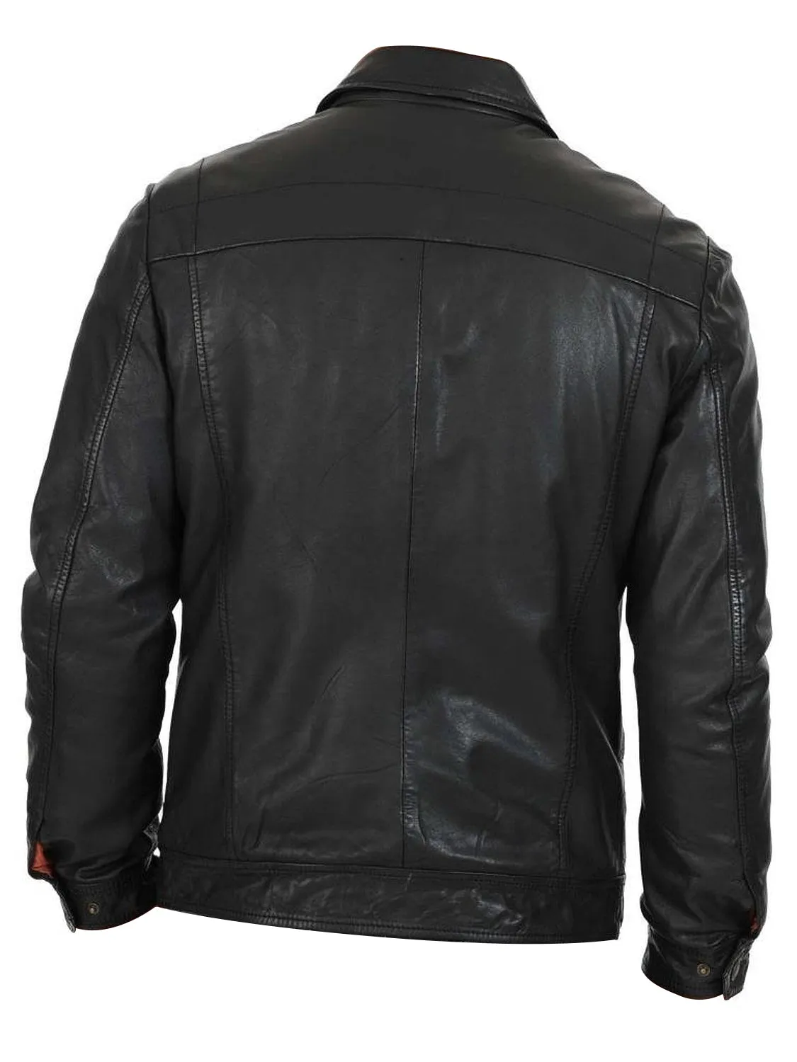 Leather Jackets Hub Mens Genuine Cowhide Leather Jacket (Black, Aviator Jacket) - 1501584