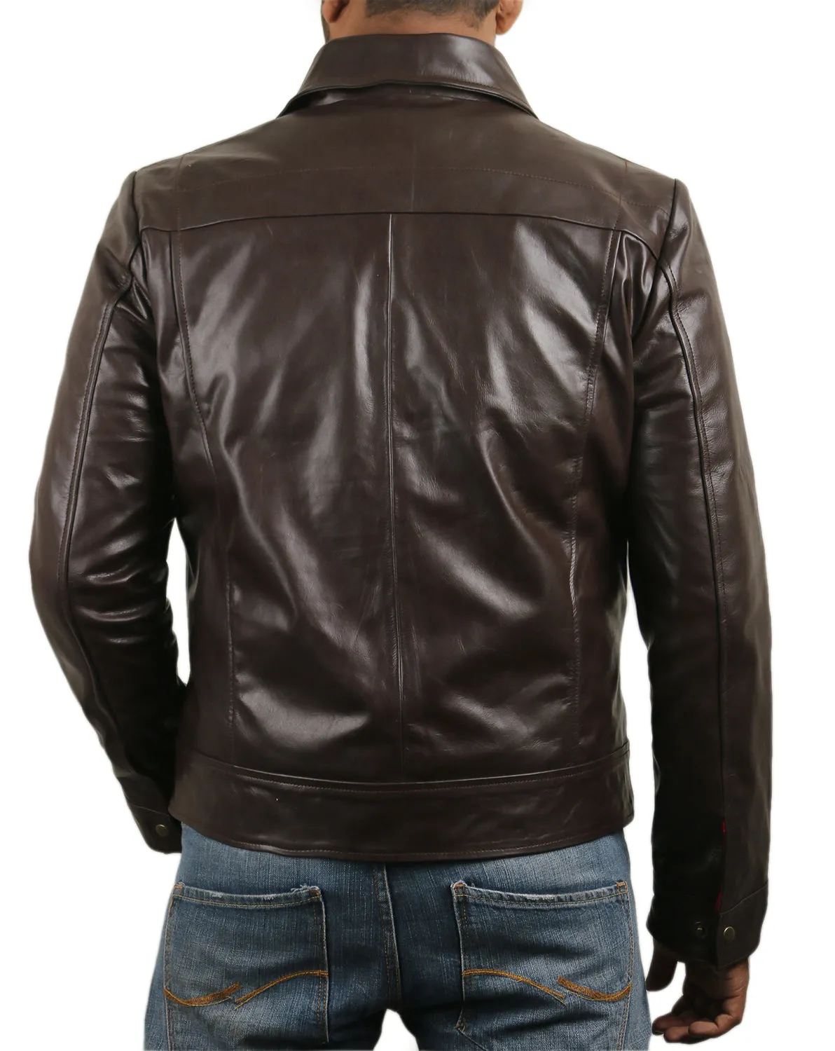 Leather Jackets Hub Mens Genuine Cowhide Leather Jacket (Black, Aviator Jacket) - 1501584