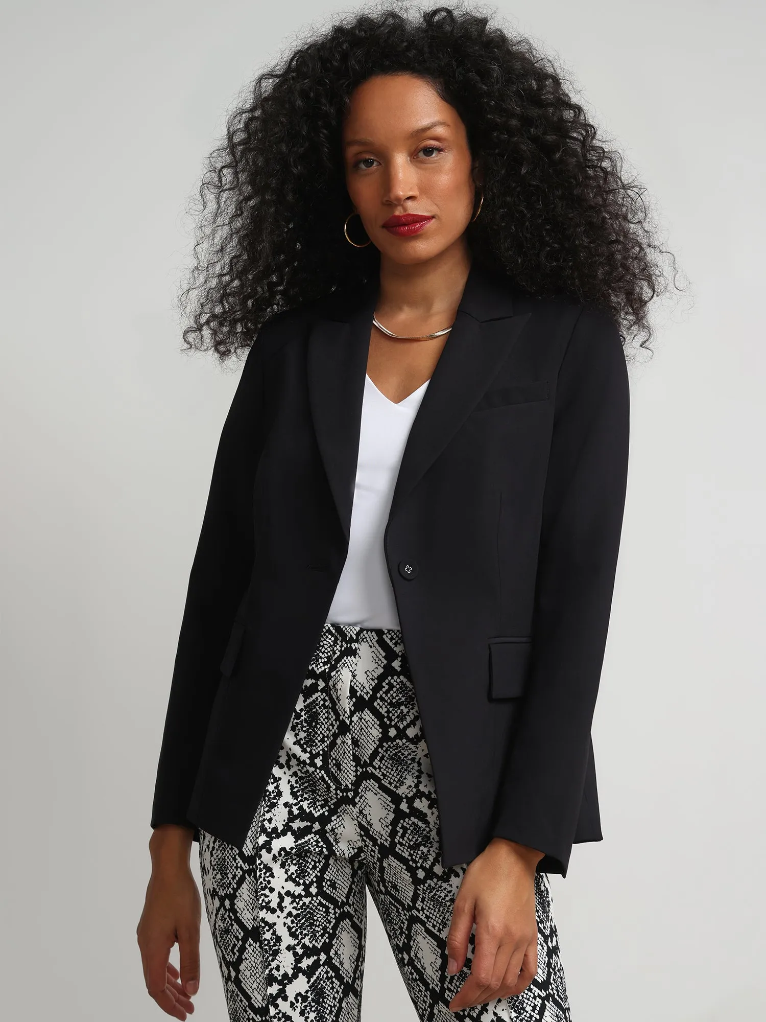 Long Sleeve Single-Button Blazer - Fit To Flatter