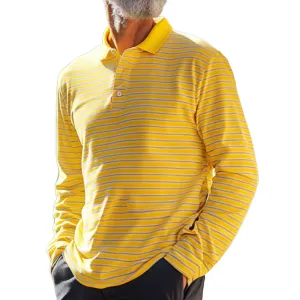 Men's Yellow Striped Long Sleeve Polo Shirt 69397803F