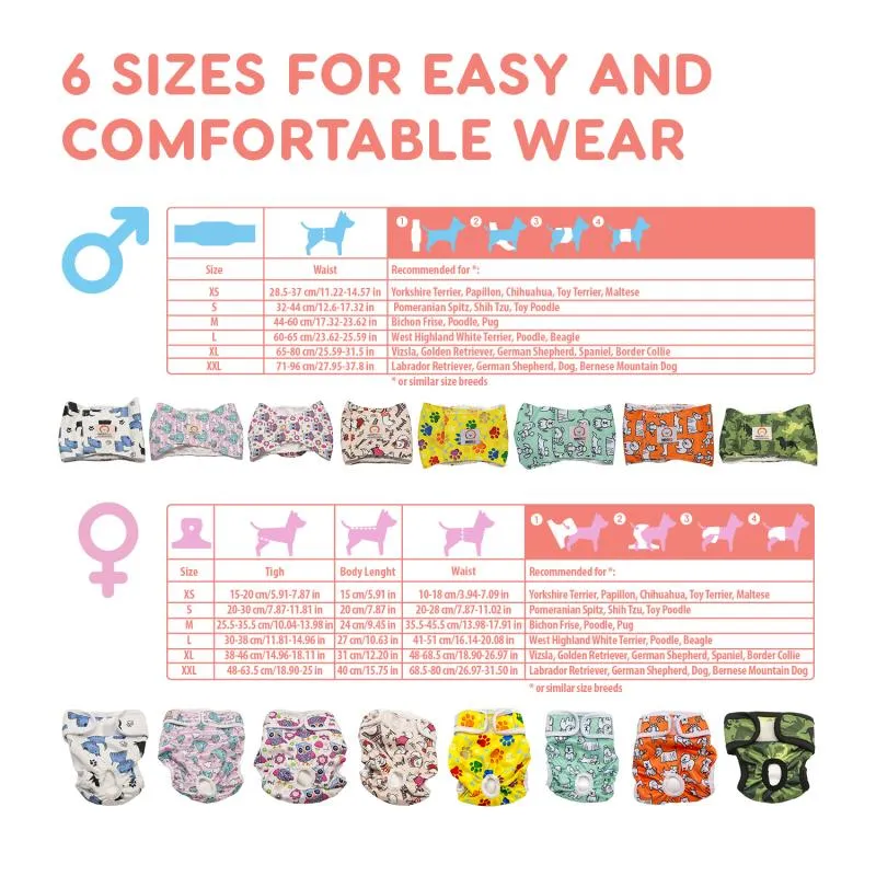 Misoko reusable diapers for female dogs, with whales