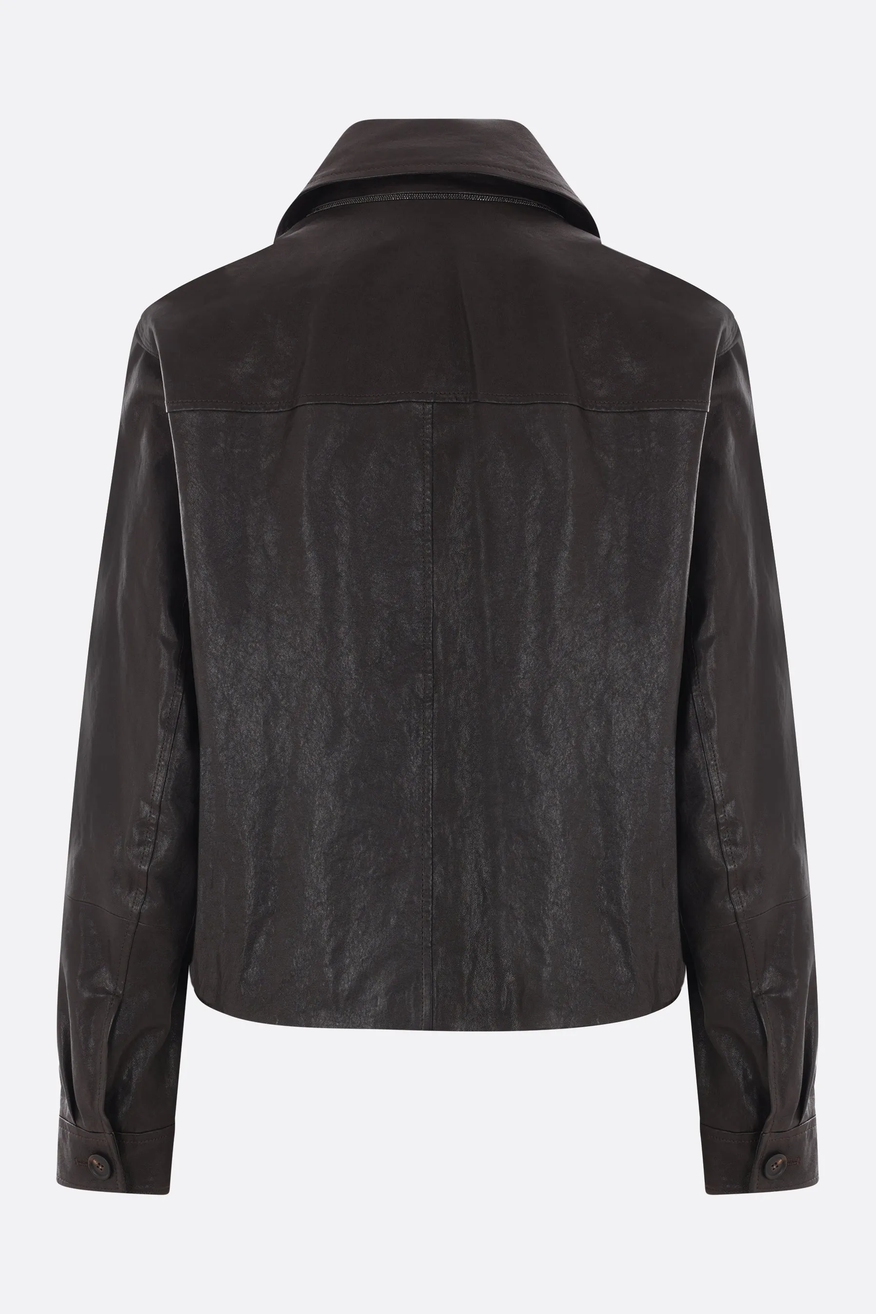 Monili-Embroidered Leather Jacket