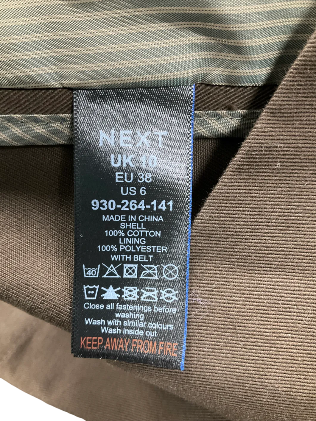 Next Brown Premium Trench Coat UK 10