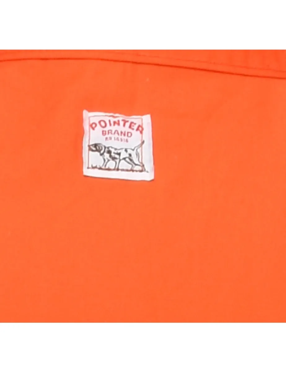 Orange Y2K Button-Front Utility Jacket - M