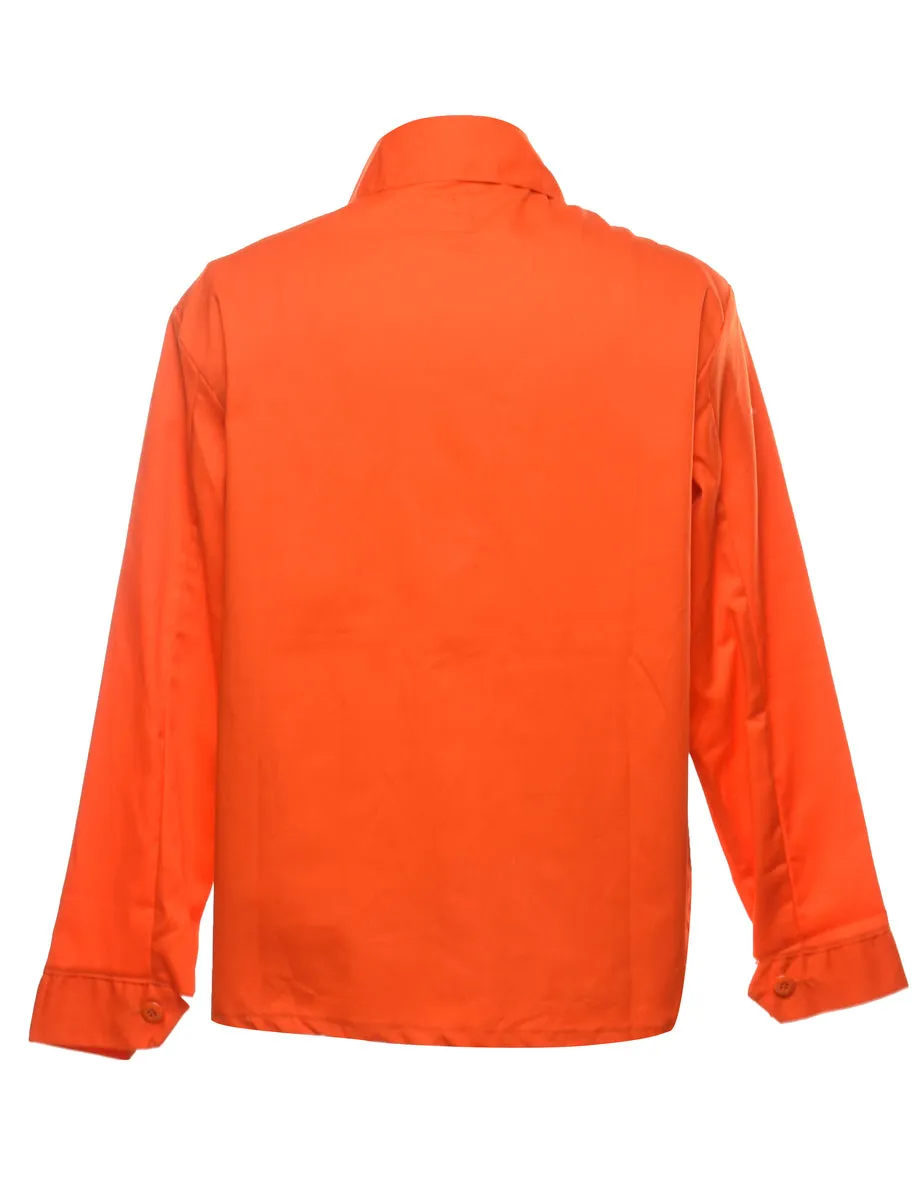 Orange Y2K Button-Front Utility Jacket - M