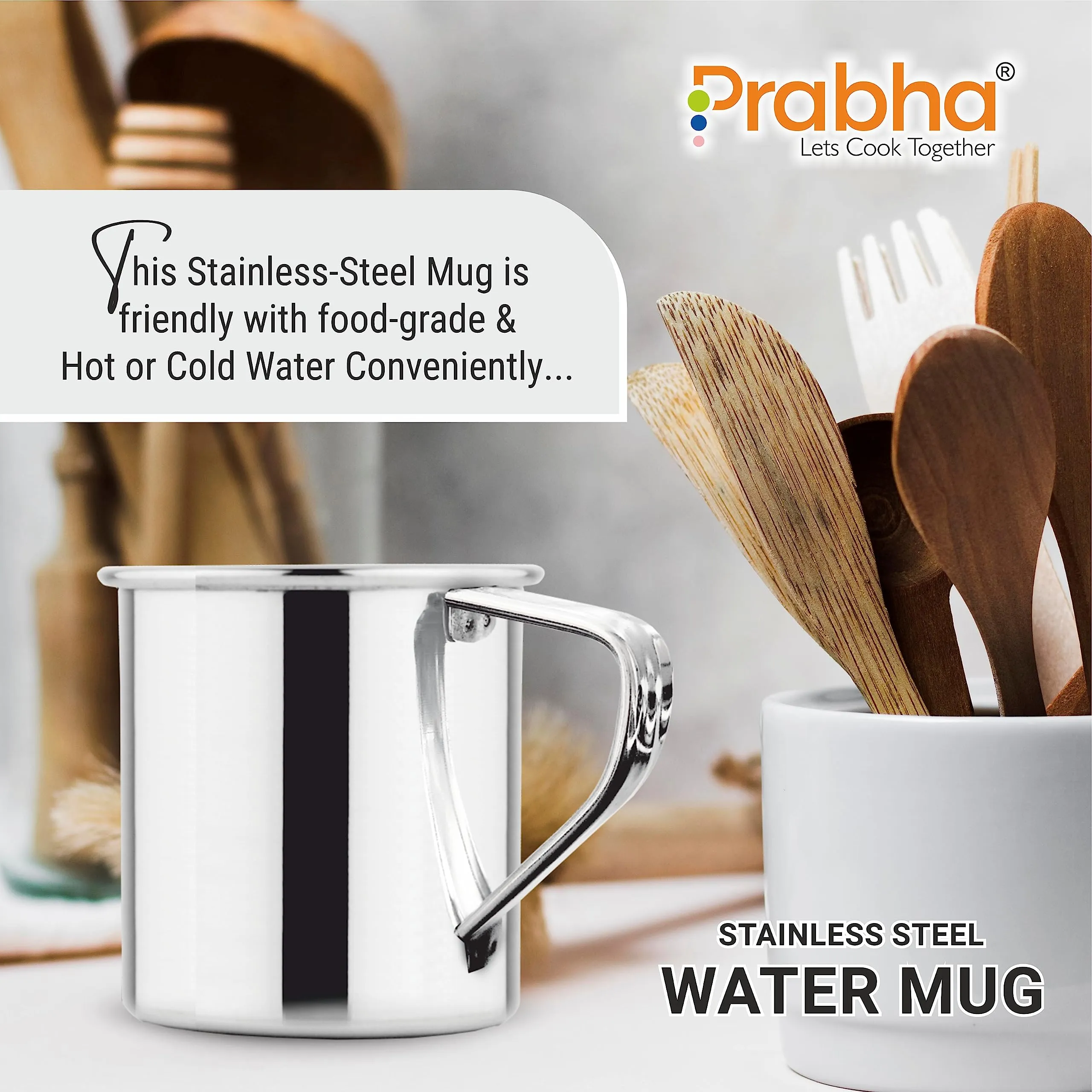 Prabha Stainless Steel Water Mug - 700 mL, Multipurpose Jug for Milk, Hiking, and Camping