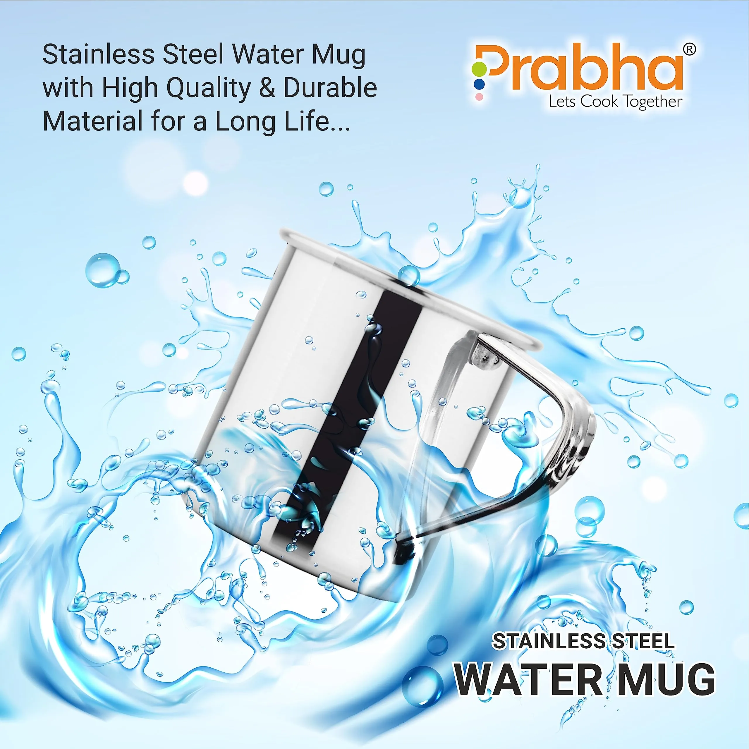 Prabha Stainless Steel Water Mug - 700 mL, Multipurpose Jug for Milk, Hiking, and Camping