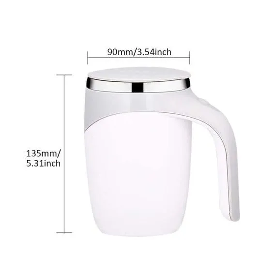 REMAXX Silver Automatic Magnetic Self Stirring Coffee Mug With Lid|Portable Mug|Suitable For Hot & Cold Beverages Like Chocolate Powder,Milk,Protein Shakes,Lemonade|Best For Gift(White),380 ML