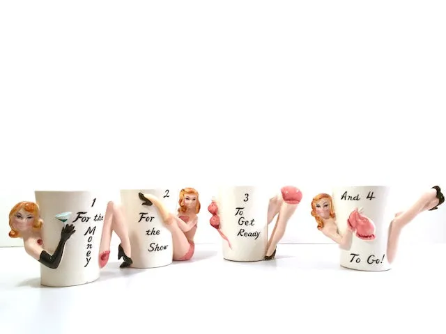 Shafford Mid-Century Party Girls 1-For-The-Money.. Mugs (Set of 4)