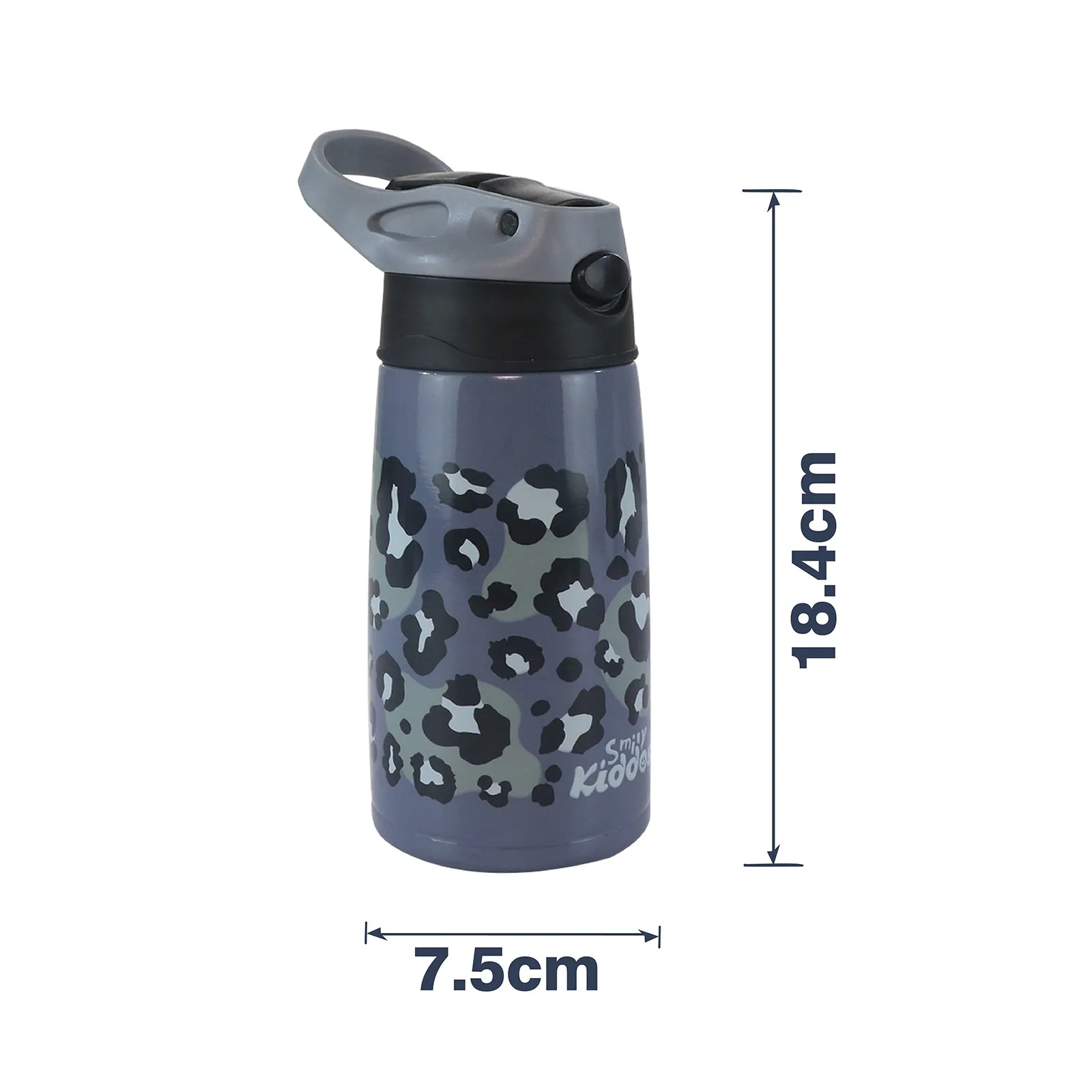 Smily Kiddos Insulated Water Bottle 450ml - Leopard Print Grey