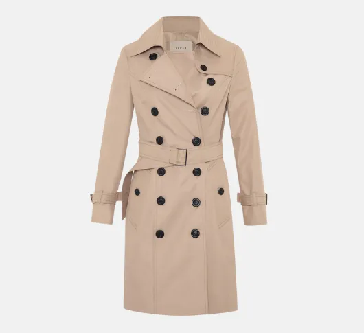 Theo - Chloe Double Breasted Trench Coat in Sustained Grey