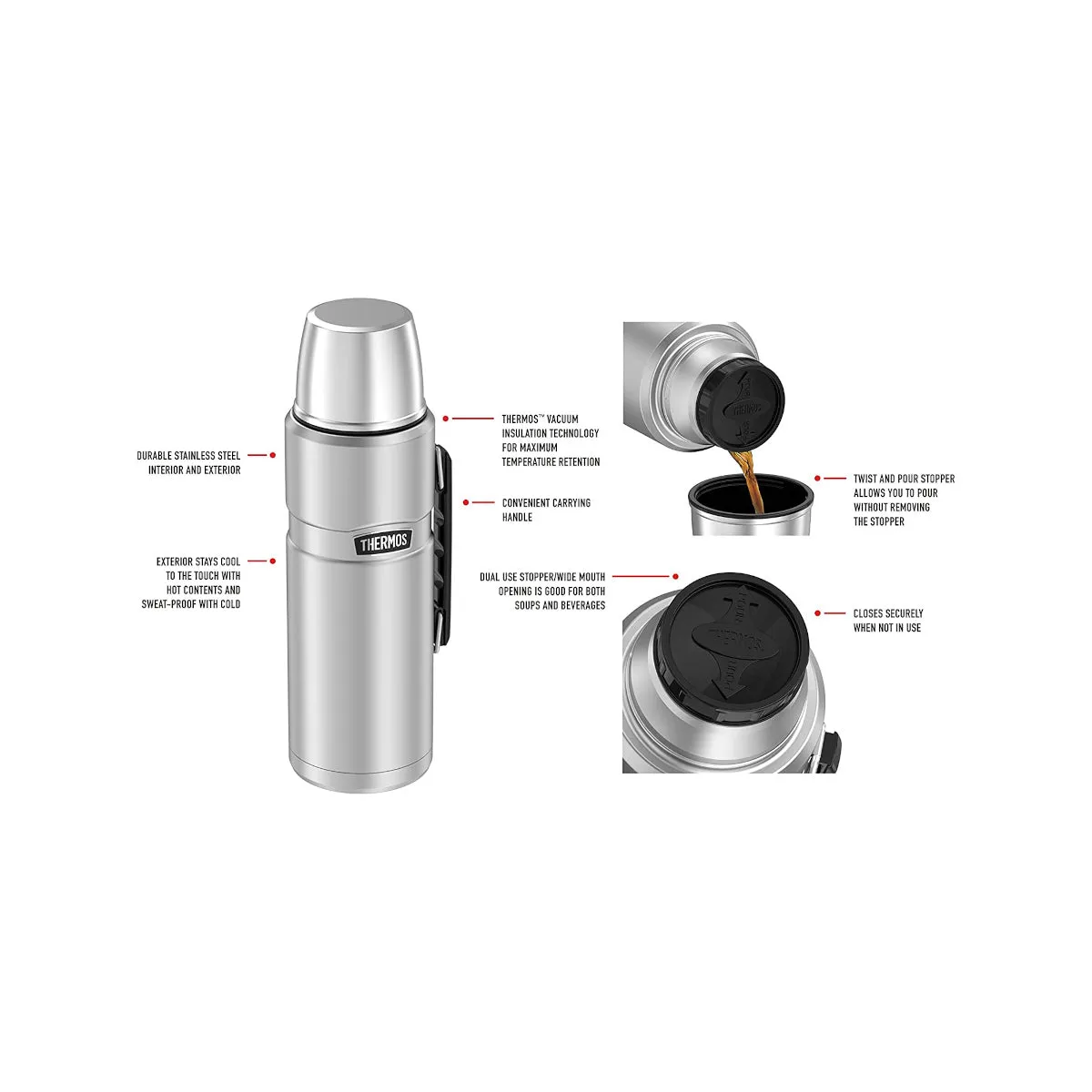 Thermos Stainless King Vacuum Insulated Flask Stainless Steel 2L