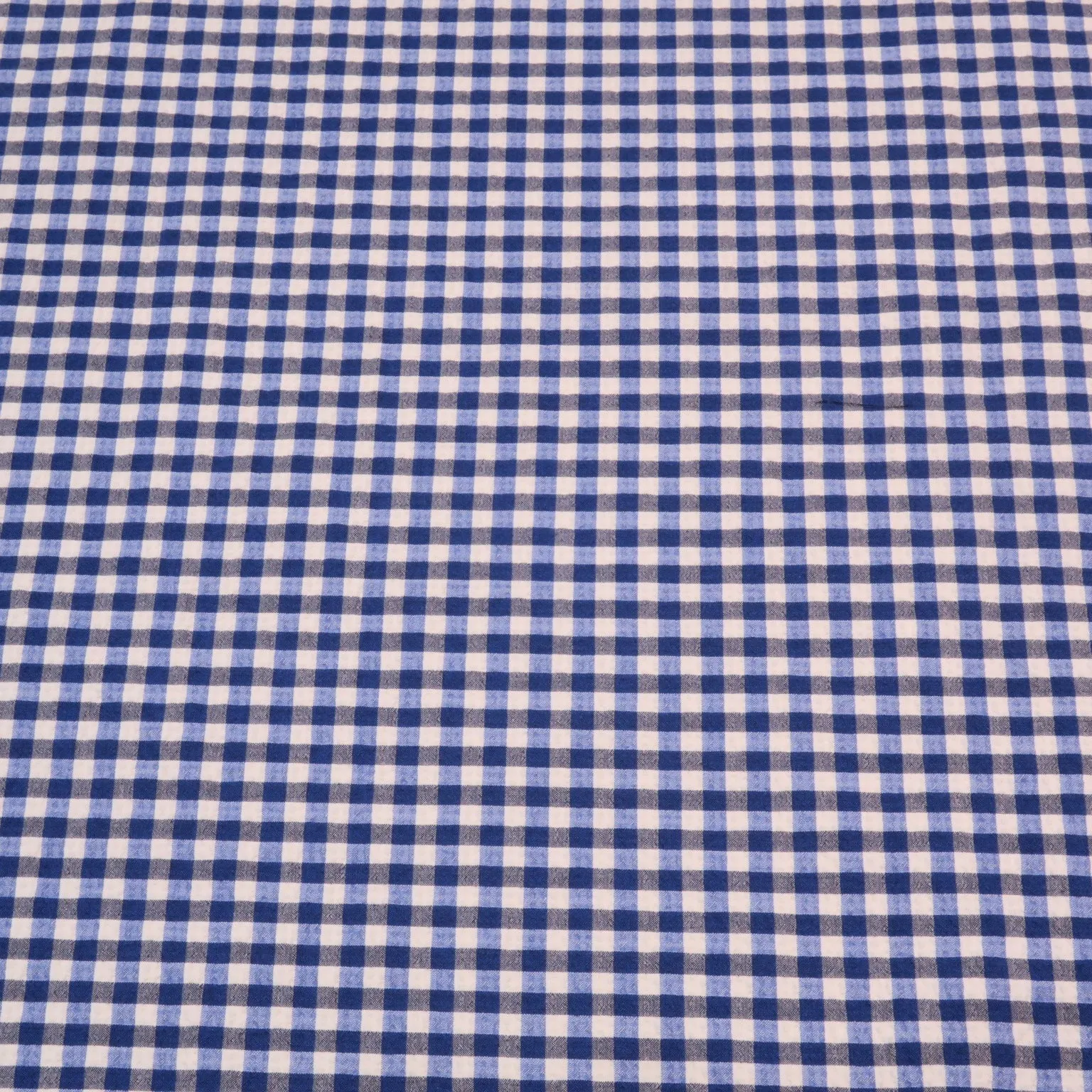 White and Blue Check Seersucker Cotton Ariston Fabric