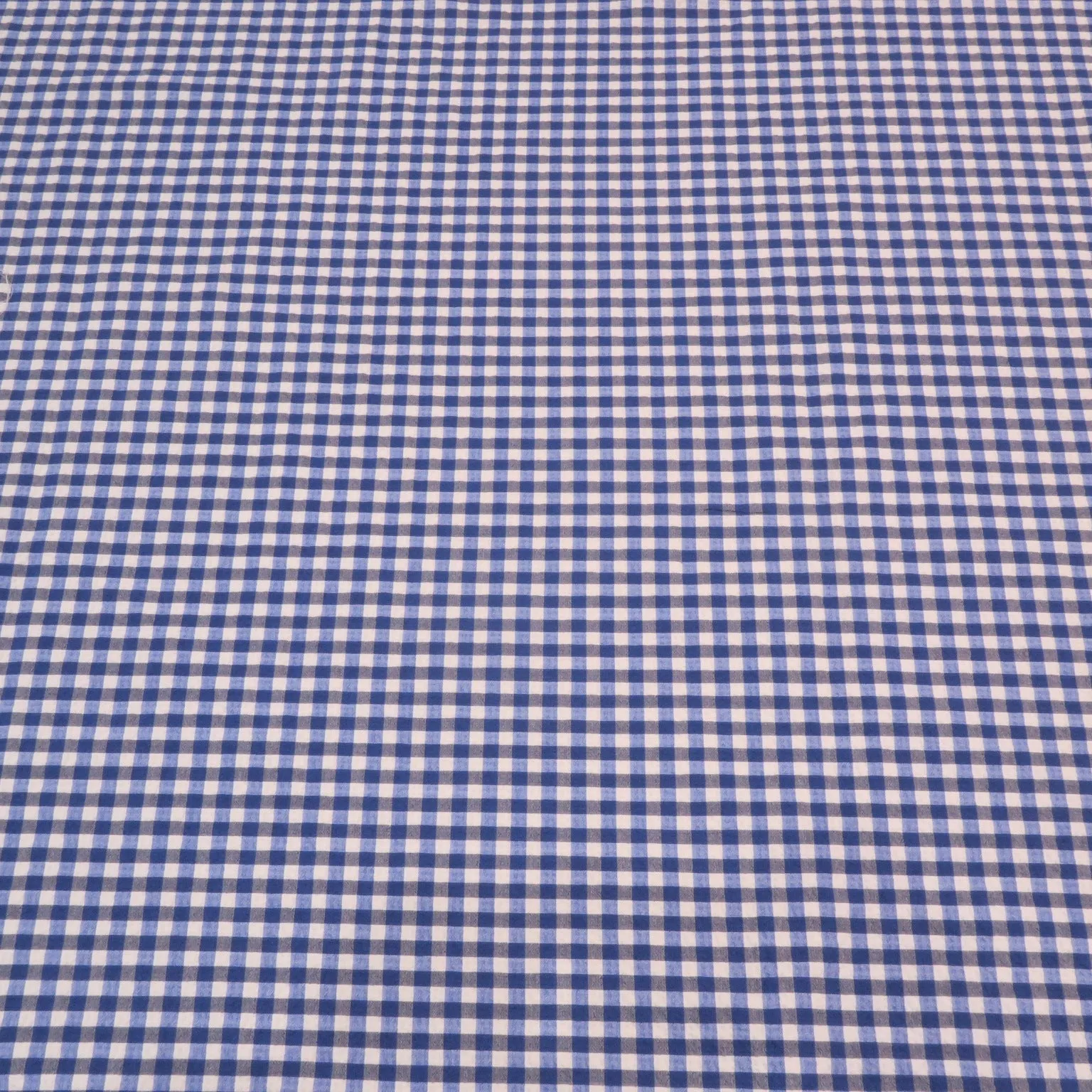 White and Blue Check Seersucker Cotton Ariston Fabric